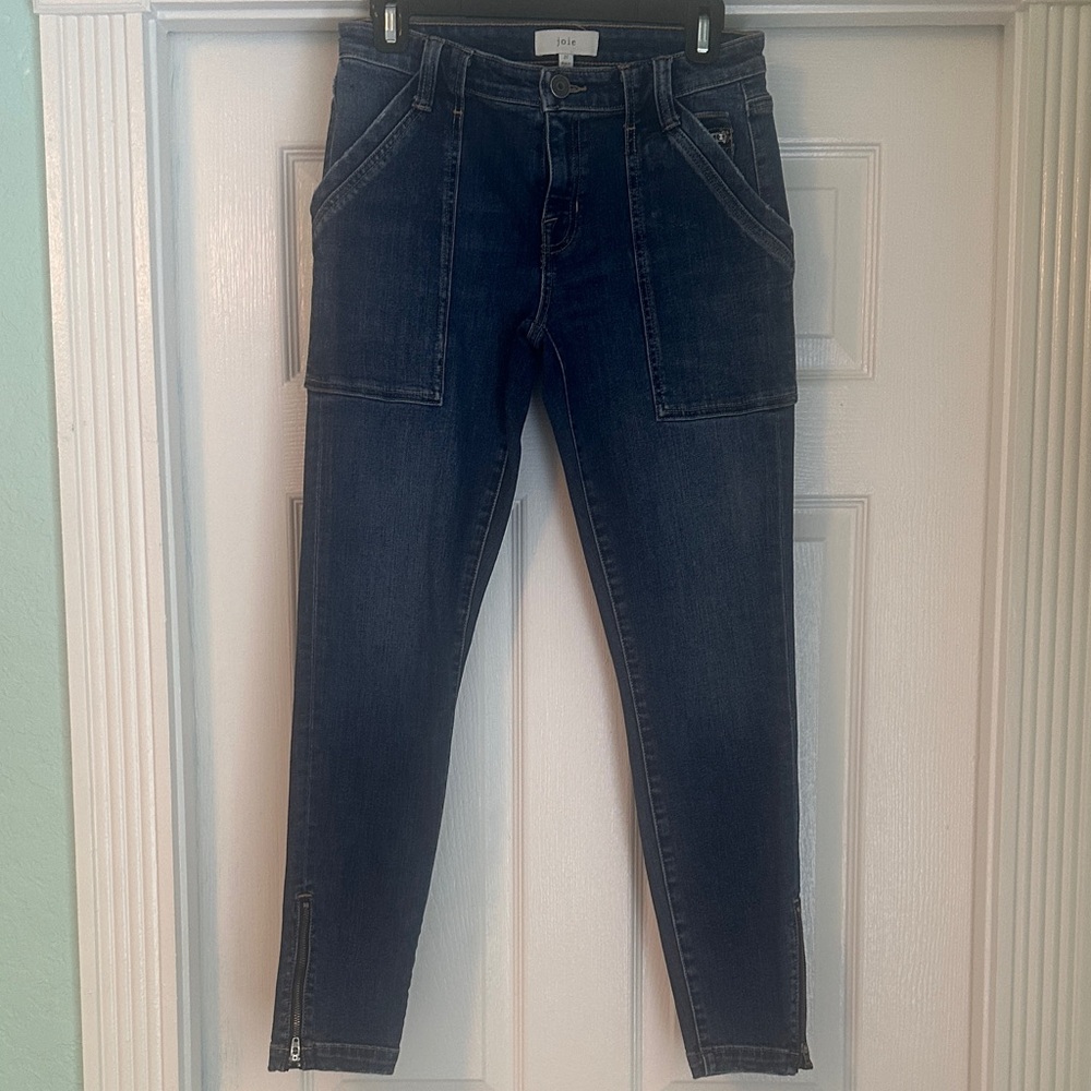 Joie Dark Blue Ankle Jeans with Zipper Detail